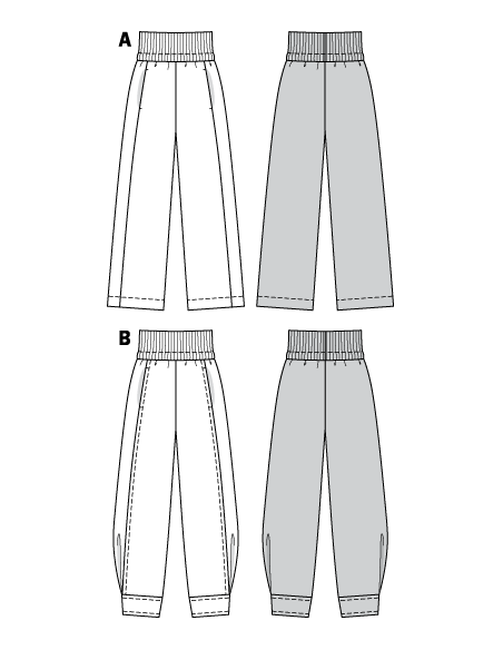 Patron Burda 7400 - Pantalon Large Femme sur bande élastique du 36 au 62 (FR)