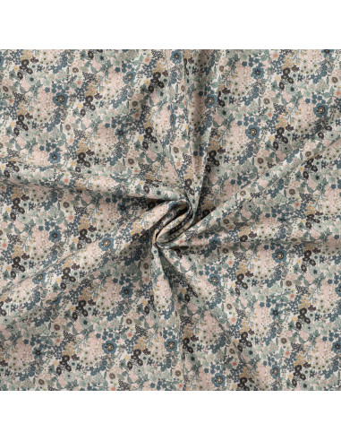 Popeline de coton, impression digitale, fleurie