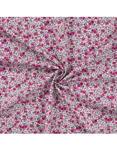 Popeline de coton, impression digitale, fleurs, rose fuchsia 2