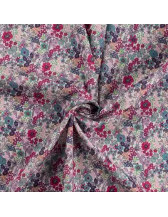 Tissu, Popeline de Coton Fleurie Digitale, Multicolore, Laize 150 cm, 100% Coton 75g/m² 2