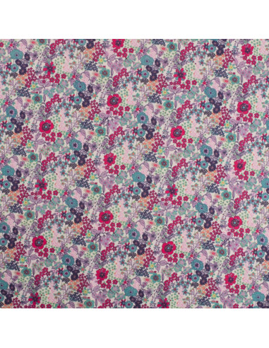 Tissu, Popeline de Coton Fleurie Digitale, Multicolore, Laize 150 cm, 100% Coton 75g/m²