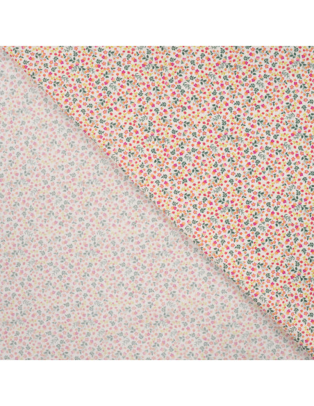 Tissu, Popeline de Coton Fleurie Digitale, Imprimé Floral Multicolore, Laize 150 cm, 100% Coton 75g/m²