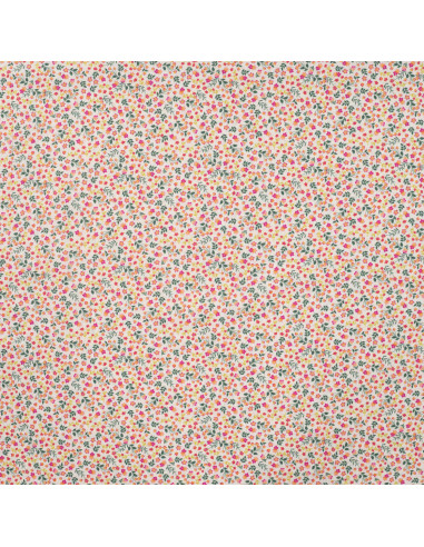 Tissu, Popeline de Coton Fleurie Digitale, Imprimé Floral Multicolore, Laize 150 cm, 100% Coton 75g/m²