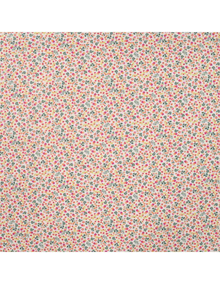 Tissu, Popeline de Coton Fleurie Digitale, Imprimé Floral Multicolore, Laize 150 cm, 100% Coton 75g/m²