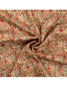 Popeline de coton, impression digitale, fleurs orange 2