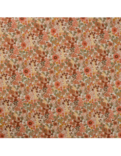 Popeline de coton, impression digitale, fleurs orange