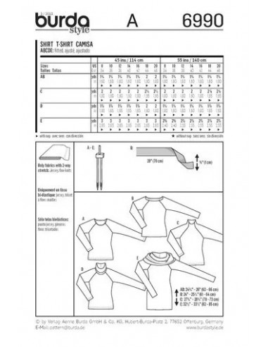 Patron Burda 6990 Tee-Shirt