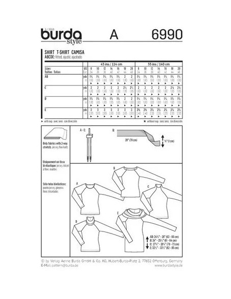 Patron Burda 6990 Tee-Shirt