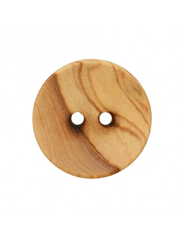 Bouton bois 2 trous, 28mm, naturel vernis