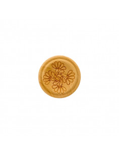 Bouton bois à pied, 15mm, fleurs, naturel