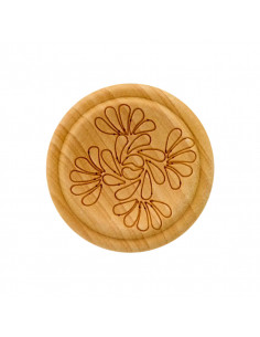 Bouton bois à pied, 20mm, fleurs, naturel