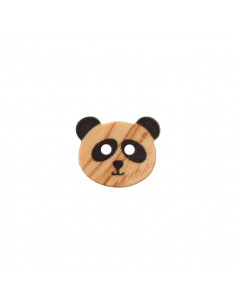 Bouton bois 2 trous, 15mm, panda, naturel & noir