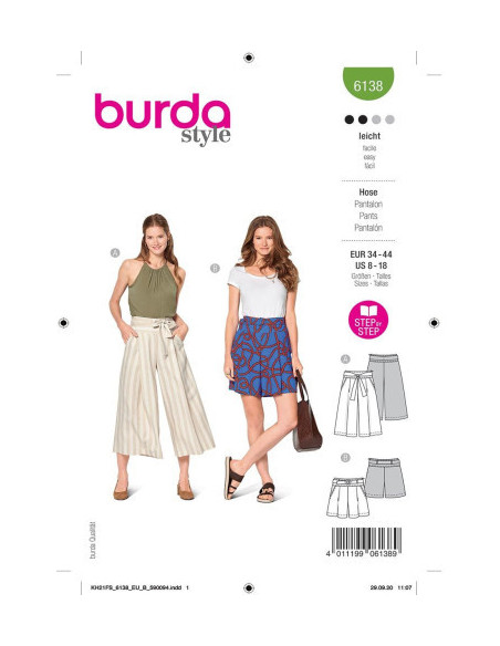 Patron Burda 6980 Jupe - culotte
