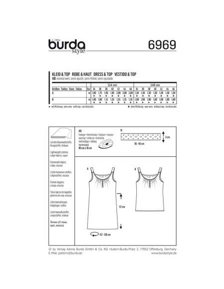 Patron Burda 6969 Robe et haut