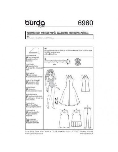 Patron Burda 6960 Idée Creative Habits de poupée