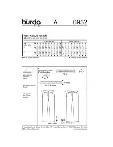 Patron Burda 6952 Pantalon