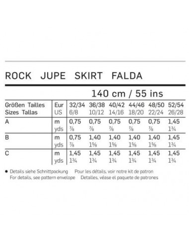 Patron Burda 6937 - Jupe droite ou évasée Femme du 34 au 56 (FR)