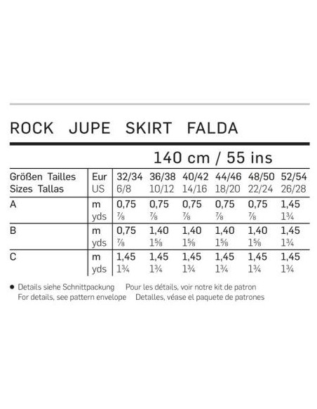 Patron Burda 6937 - Jupe droite ou évasée Femme du 34 au 56 (FR)