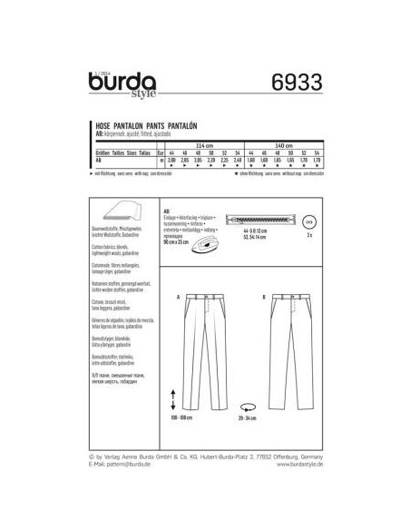 Patron Burda 6933 Pantalon