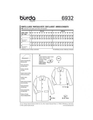 Patron Burda 6932 Manteau et veste