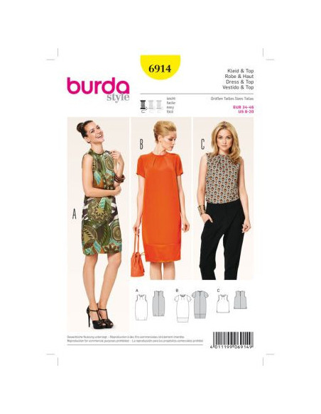 Patron Burda 6914 Robe et haut