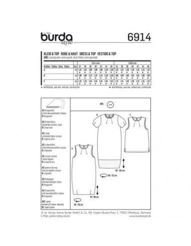 Patron Burda 6914 Robe et haut