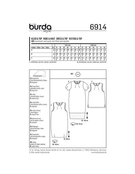 Patron Burda 6914 Robe et haut