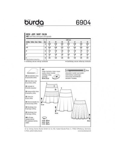 Patron Burda 6904 Jupe