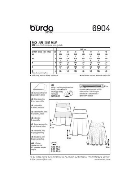 Patron Burda 6904 Jupe