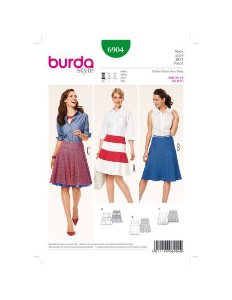 Patron Burda 6904 Jupe