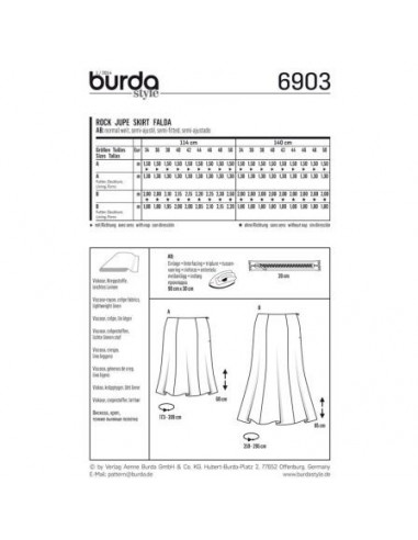 Patron Burda 6903 Jupe