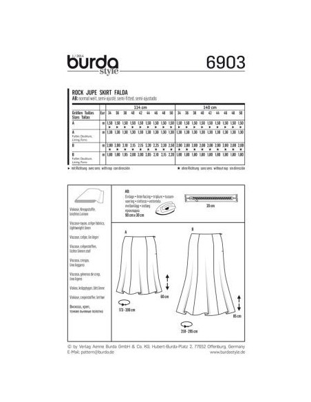 Patron Burda 6903 Jupe