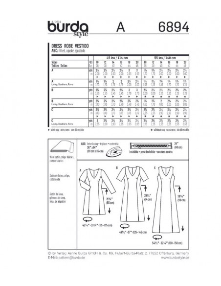 Patron Burda 6894 Robe