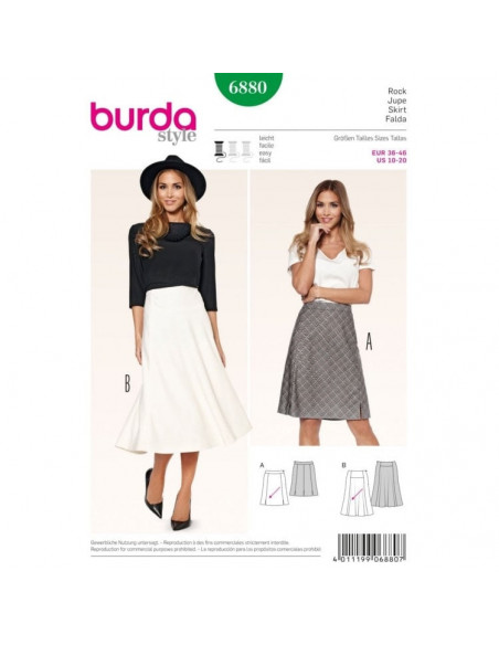 Patron Burda 6880 Jupe
