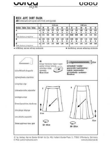 Patron Burda 6880 Jupe