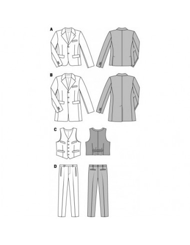 Patron Burda 6871 - Costume complet et gilet du 46 au 60 (FR)