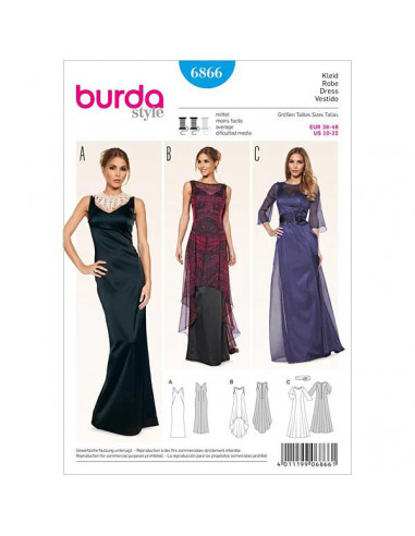 Patron Burda 6866 Robe de soirée