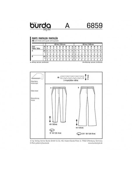 Patron Burda 6859 Pantalon
