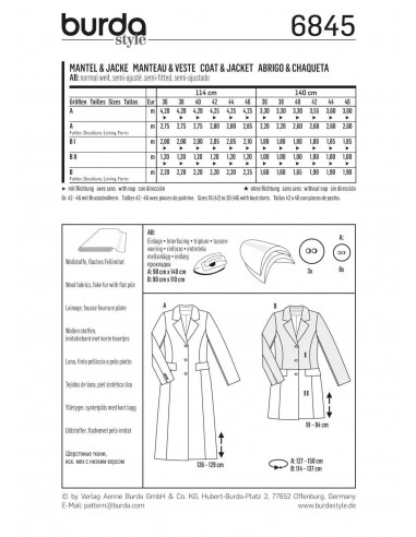 Patron Burda 6845 Manteau et veste