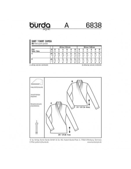 Patron Burda 6838 Tee-Shirt