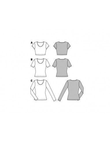 Patron Burda 6820 - T-shirt Femme encolure ronde avec variation de longueur du 34 au 48 (FR)