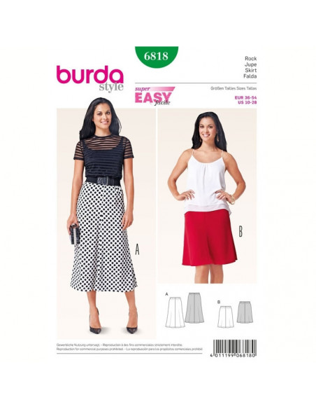 Patron Burda 6818 Jupe