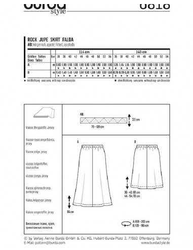 Patron Burda 6818 Jupe