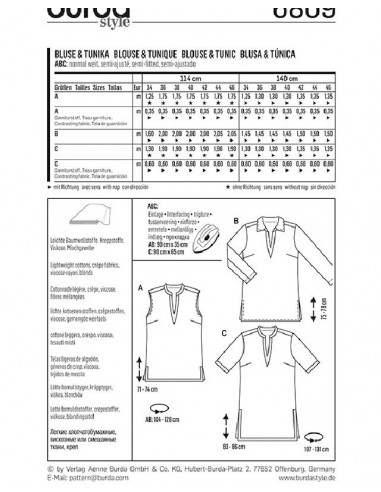 Patron Burda 6809 Blouse et tunique