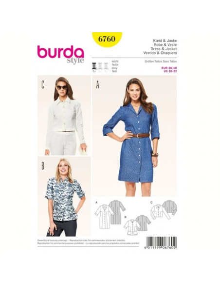 Patron Burda 6760 Robe et veste