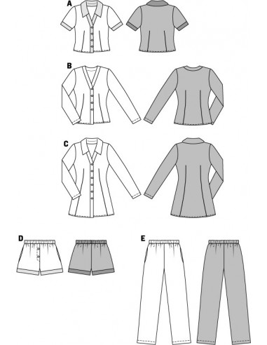 Patron Burda 6742 : Pyjama et chemise de nuit Femme du 36 au 46 (FR)