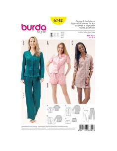 Patron Burda 6742 : Pyjama et chemise de nuit Femme du 36 au 46 (FR)