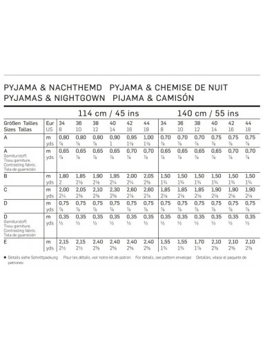 Patron Burda 6742 : Pyjama et chemise de nuit Femme du 36 au 46 (FR)