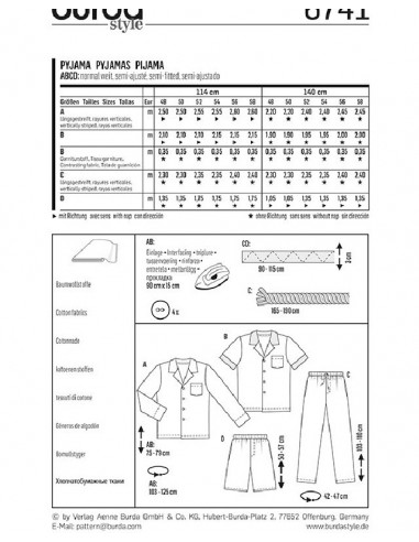 Patron Burda 6741 Pyjama