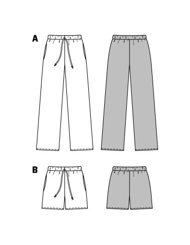 Patron Burda 6735 : Pantalon et short Femme avec coulisse et cordon du 36 au 48 (FR)